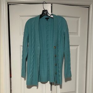Talbots Teal Cable Knit Cardigan